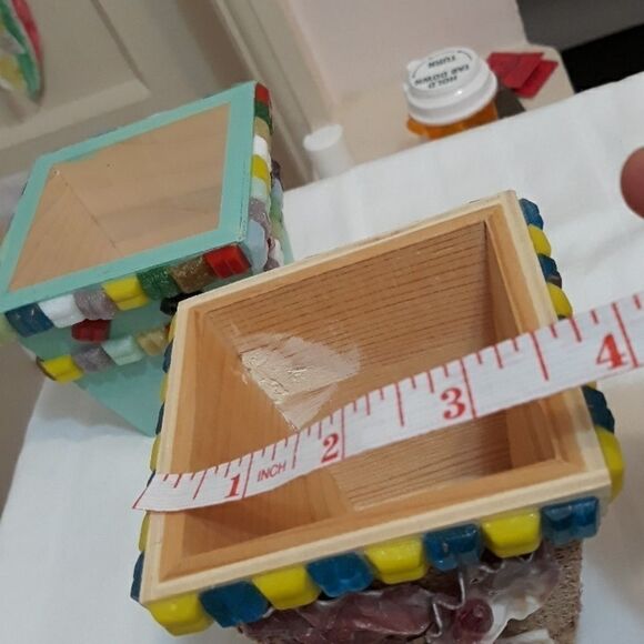 Hand Made Wood  Organizers Stackable with Sea Shells - Picture 9 of 10